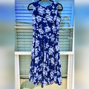 Danny & Nicole, Blue & White Floral Lace Dress, Size 12
